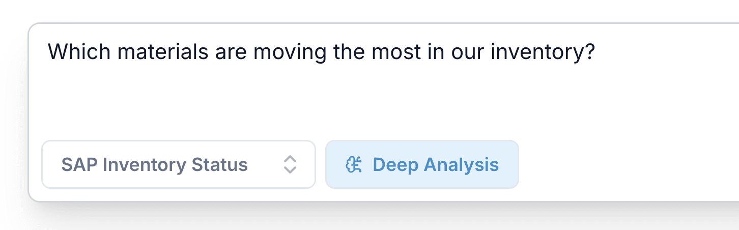 Asking the Enterprise Answer Engine which materials are moving the most in inventory